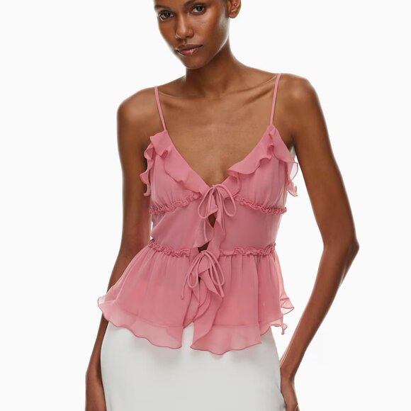 Aritzia Wilfred Amore Ruffled Camisole M NWT Petunia Pink - Picture 1 of 3